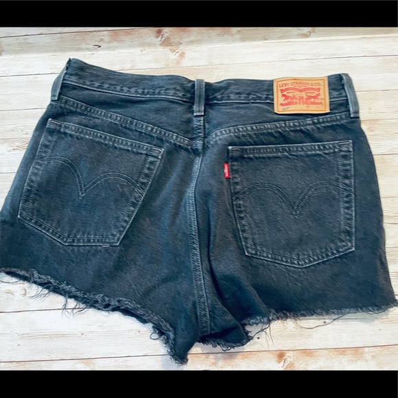 Levi’s Black Distressed Jean Shorts - Picture 2 of 3